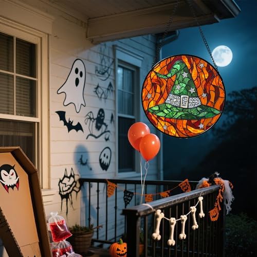 Halloween Stained Glass Window Hanging Suncatcher