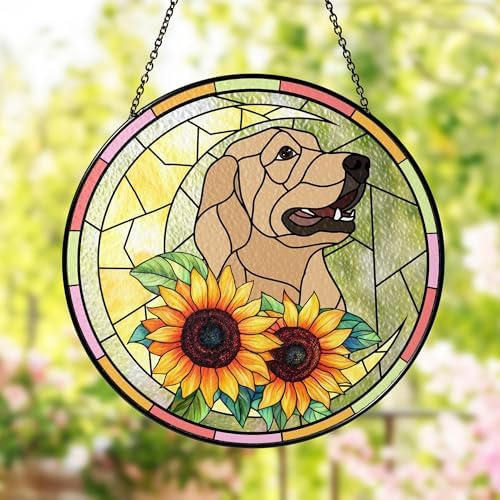 Custom Pet Flower Glass Suncatcher - Personalized Keepsake for Dog Lovers