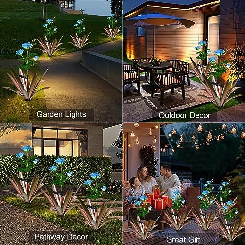 TOMBABY Solar Agave Metal Garden Statue Outdoor Decor