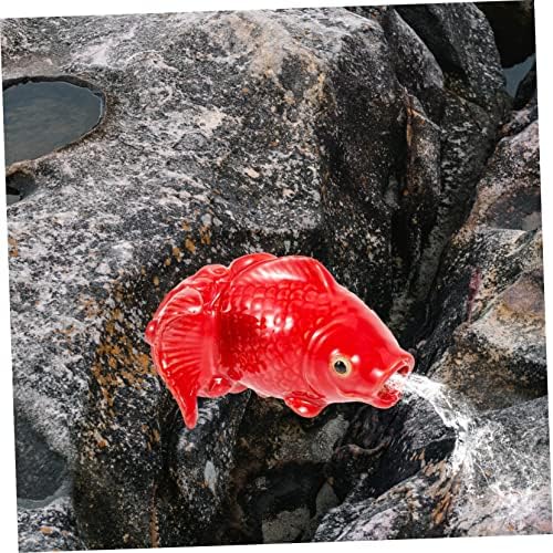 TOYANDONA Ceramic Carp Fountain Ornament for Garden Decor