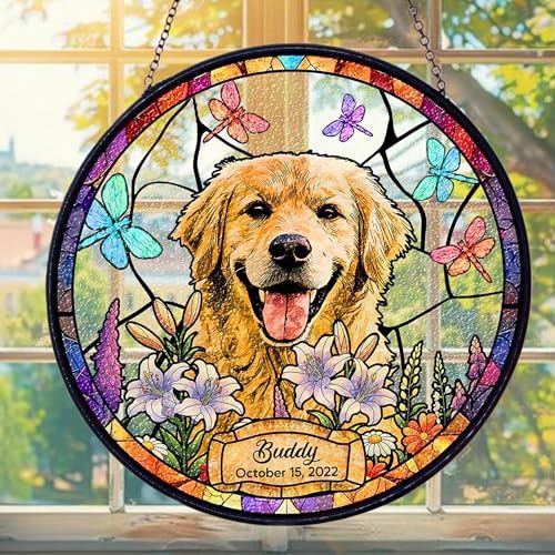 Custom Pet Portrait Stained Glass Suncatcher for Windows