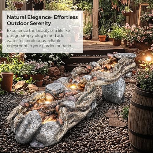 60 Inch 5 Tier Outdoor Waterfall Fountain with LED Light