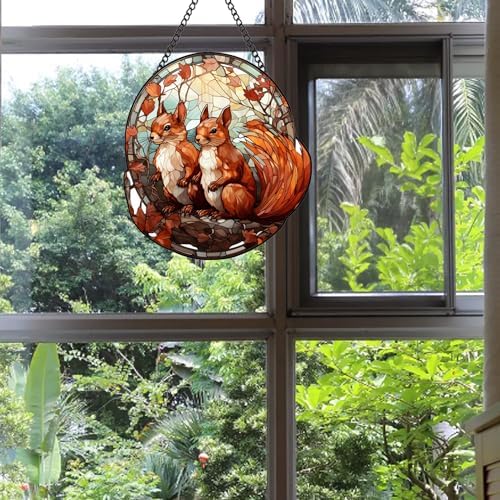 Stained Acrylic Window Squirrel Decor Suncatcher