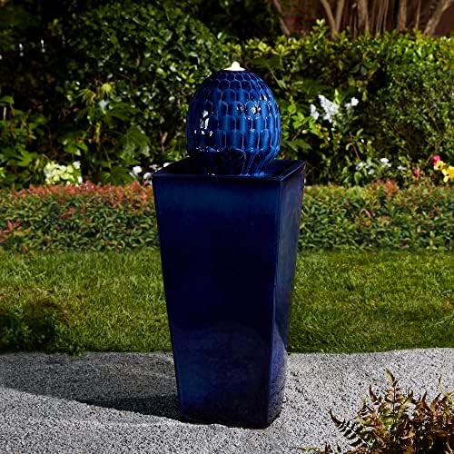 Glitzhome Ceramic Water Fountain with LED Light 3575 H