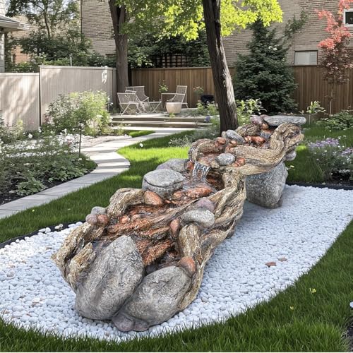 60 Inch 5 Tier Outdoor Waterfall Fountain with LED Light