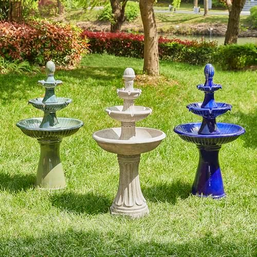 Glitzhome 3 Tier Outdoor Fountain with LED Light and Pump