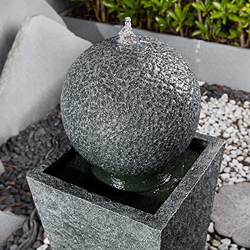 Glitzhome Modern Sphere Water Fountain with LED Light