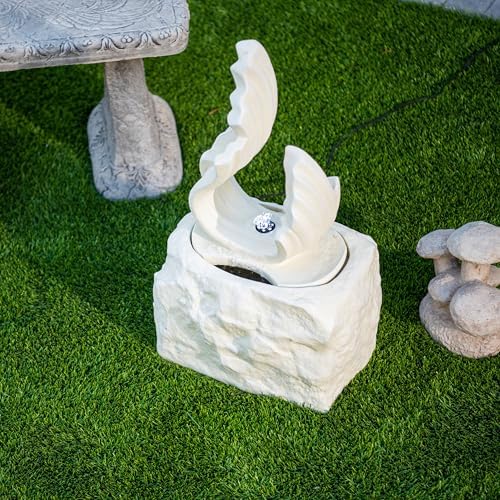 XBrand 25 Inch H White Stone-Look Fountain with LED Light
