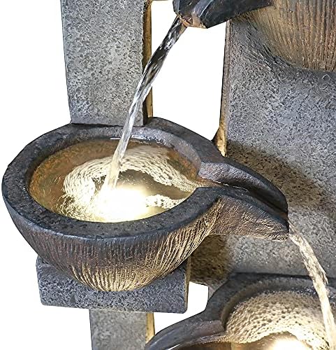 5-Tier Outdoor Water Fountain with LED Lights and Pump