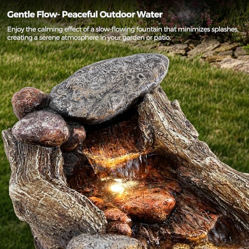 60 Inch 5 Tier Outdoor Waterfall Fountain with LED Light