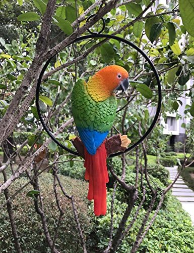 Ruerlity Hanging Parrot Statue Sculpture for Lawn and Garden