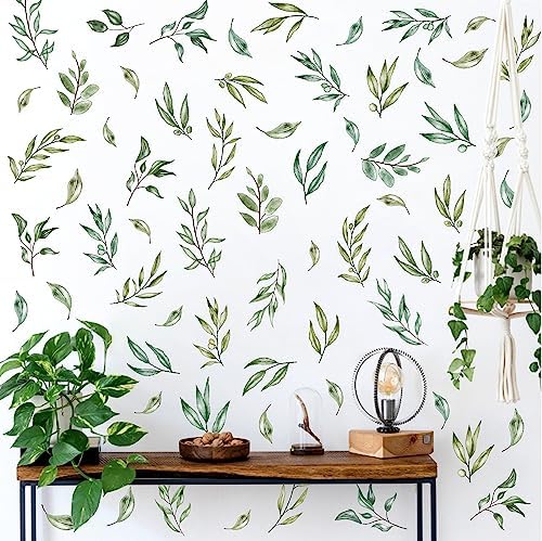 Green Leaves Wall Stickers Boho Botanical Tree Leaf Wall Decals