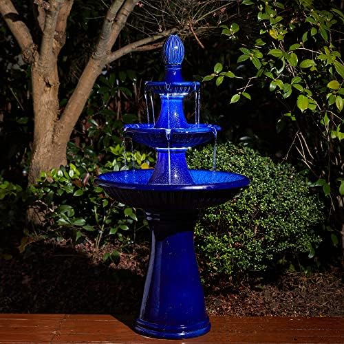 Glitzhome 3 Tier Outdoor Fountain with LED Light and Pump