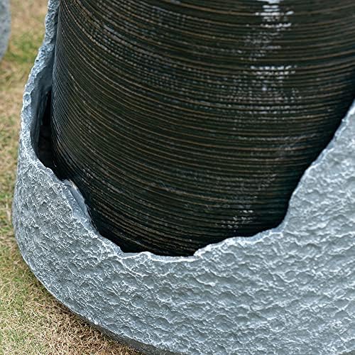 Modern Polyresin Water Fountain with Light Gray