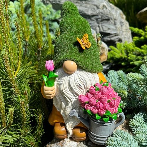 Mood Lab Garden Gnome with Solar Tulips and LED Lights