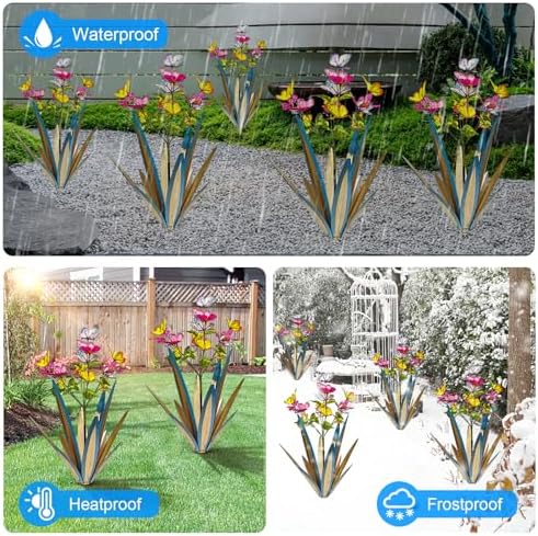 TOMBABY Blue Waterproof Butterfly Garden Sculpture 2pcs