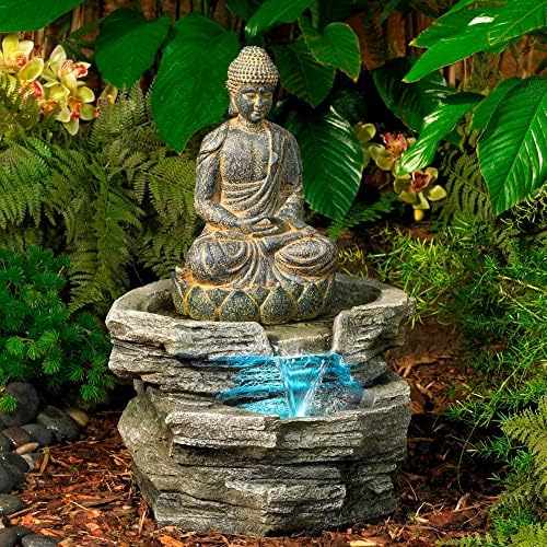 John Timberland Sitting Buddha 21 Inch Outdoor Water Feature