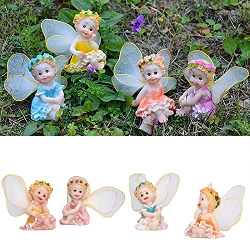 Zerodis Miniature Fairy Statues for Garden Decor 4Pcs Set