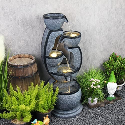 AXUSKY 374H 5-Tier Indoor Outdoor Fountain Decor