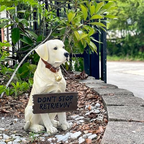Charming Labrador Retriever Garden Statue with Reversible Welcome Sign
