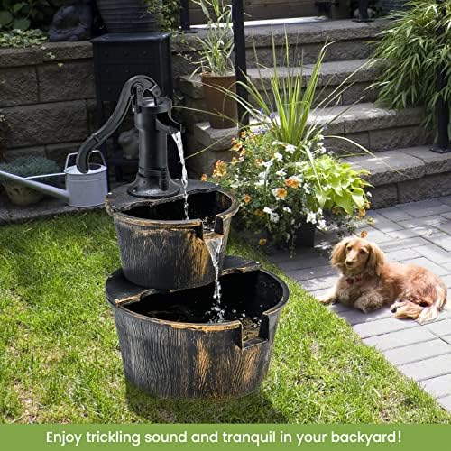 Tangkula 2-Tier Water Fountain Outdoor with Electric Pump