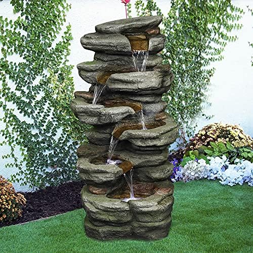 Naturefalls 307 Inches Outdoor Water Fountain with 6 Tiers and LED Lights
