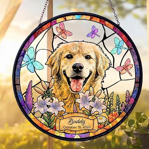 Custom Pet Portrait Stained Glass Suncatcher for Windows