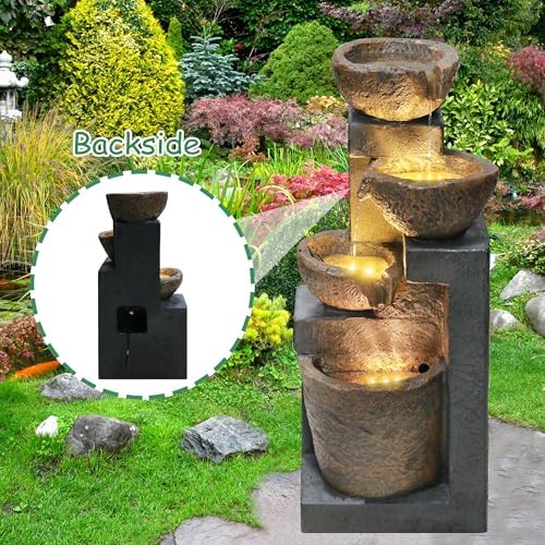 Goldshire 4-Tiers Cascading Bowls Water Fountain with LED Light
