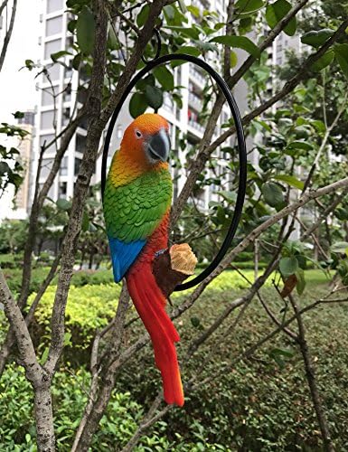 Ruerlity Hanging Parrot Statue Sculpture for Lawn and Garden
