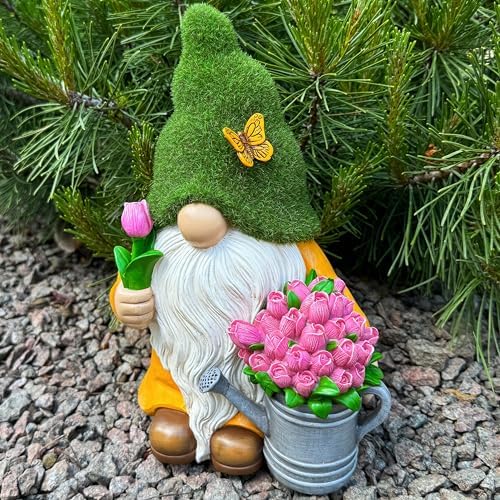 Mood Lab Garden Gnome with Solar Tulips and LED Lights