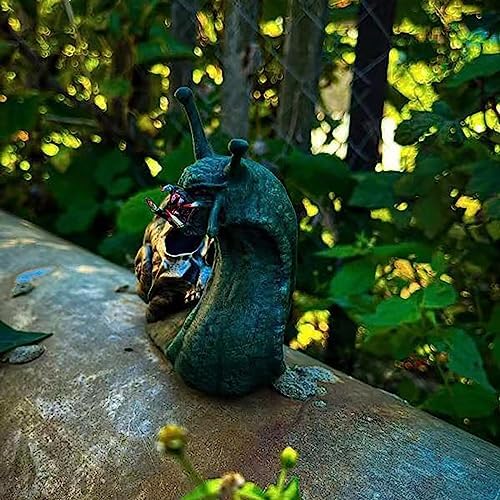 Halloween Skull Snail Statue for Garden Outdoor Decor