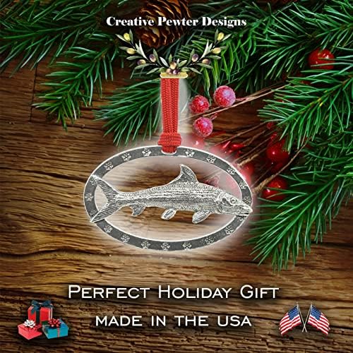 Handcrafted Antique Pewter Bonefish Hanging Ornament for Christmas Trees and Wreaths