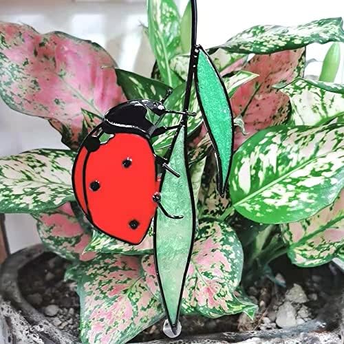 Stained Glass Ladybug Suncatcher Indoor Outdoor Decor