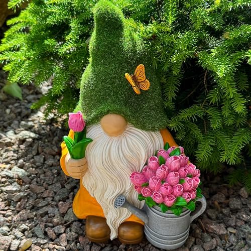 Mood Lab Garden Gnome with Solar Tulips and LED Lights