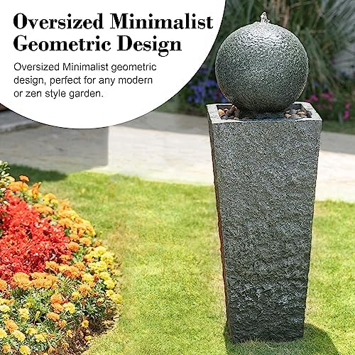 Glitzhome Modern Sphere Water Fountain with LED Light