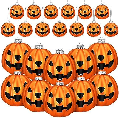 Zhanmai Gold Halloween Pumpkin Hanging Ornaments 12 Pcs