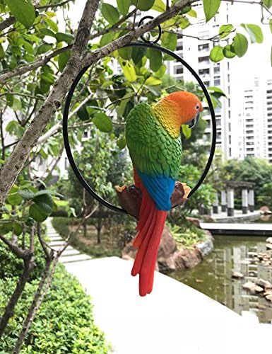 Ruerlity Hanging Parrot Statue Sculpture for Lawn and Garden