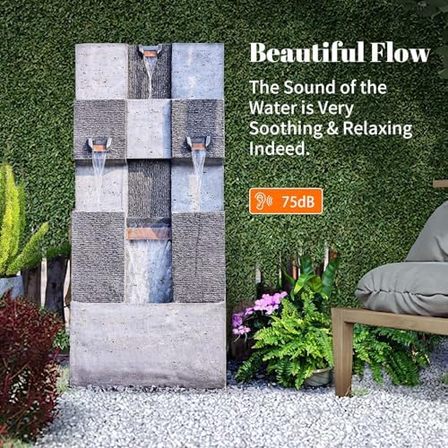453 Inch 3 Tier Modern Waterfall Fountain with Lights