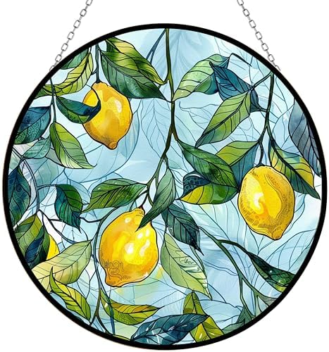 Handmade Lemons Stained Glass Window Hangings