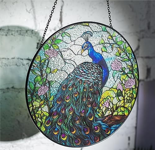 78 Incher Peacock Suncatcher Stained Glass Decor