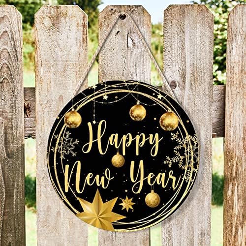 Gold Christmas Ornament Wood Door Hanger 12x12in