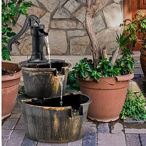 Tangkula 2-Tier Water Fountain Outdoor with Electric Pump