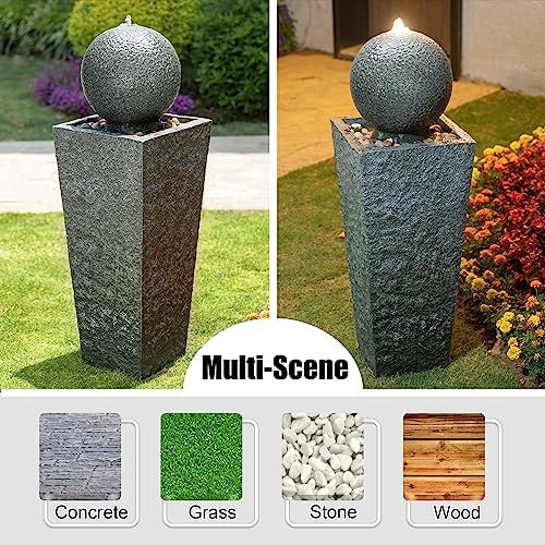 Glitzhome Modern Sphere Water Fountain with LED Light