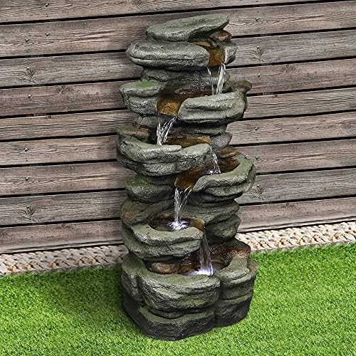 Naturefalls 307 Inches Outdoor Water Fountain with 6 Tiers and LED Lights
