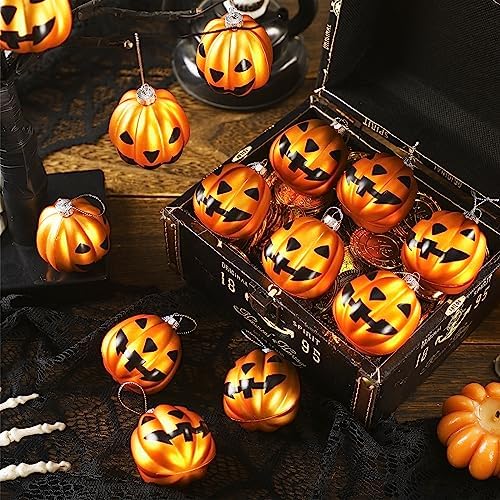 Zhanmai Gold Halloween Pumpkin Hanging Ornaments 12 Pcs