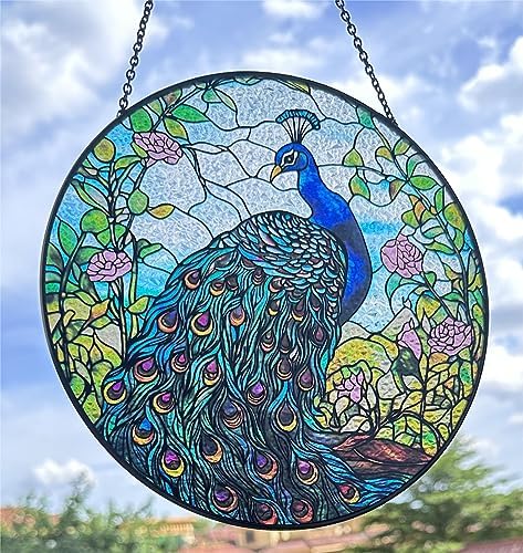 78 Incher Peacock Suncatcher Stained Glass Decor