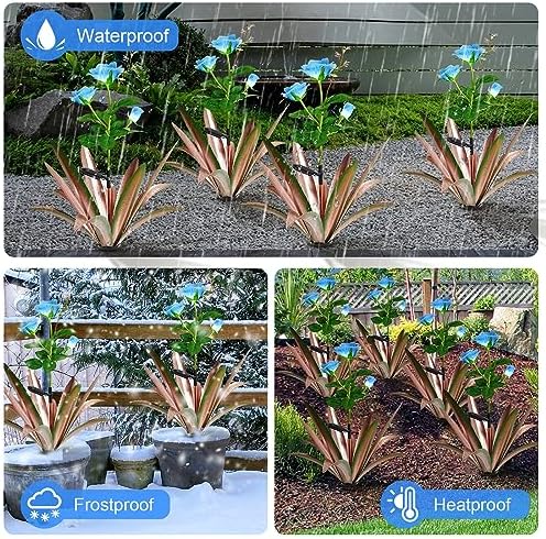 TOMBABY Solar Agave Metal Garden Statue Outdoor Decor