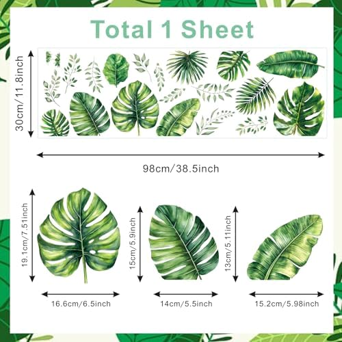 Tropical Palm Leaves Wall Sticker for Summer Decor